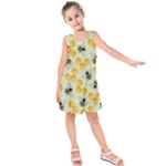 Bees Pattern Honey Bee Bug Honeycomb Honey Beehive Kids  Sleeveless Dress