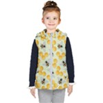 Bees Pattern Honey Bee Bug Honeycomb Honey Beehive Kids  Hooded Puffer Vest