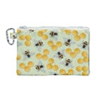 Bees Pattern Honey Bee Bug Honeycomb Honey Beehive Canvas Cosmetic Bag (Medium)