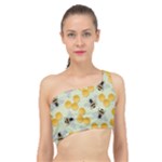 Bees Pattern Honey Bee Bug Honeycomb Honey Beehive Spliced Up Bikini Top 