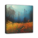 Wildflowers Field Outdoors Clouds Trees Cover Art Storm Mysterious Dream Landscape Mini Canvas 6  x 6  (Stretched)