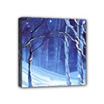 Landscape Outdoors Greeting Card Snow Forest Woods Nature Ai Generated Path Trail Santa s Village Vi Mini Canvas 4  x 4  (Stretched)