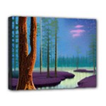 Artwork Outdoors Night Trees Setting Scene Forest Woods Light Moonlight Nature Deluxe Canvas 20  x 16  (Stretched)
