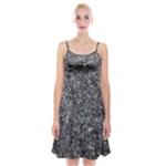 Black and white Abstract expressive print Spaghetti Strap Velvet Dress