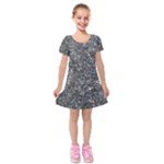 Black and white Abstract expressive print Kids  Short Sleeve Velvet Dress