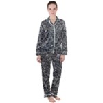 Black and white Abstract expressive print Women s Long Sleeve Satin Pajamas Set	