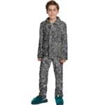 Black and white Abstract expressive print Kids  Long Sleeve Velvet Pajamas Set