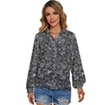 Black and white Abstract expressive print Women s Long Sleeve Button Up Shirt