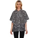 Black and white Abstract expressive print Women s Batwing Button Up Shirt