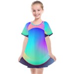 Circle Colorful Rainbow Spectrum Button Gradient Kids  Smock Dress