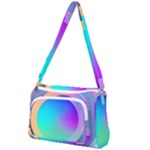 Circle Colorful Rainbow Spectrum Button Gradient Front Pocket Crossbody Bag