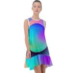 Circle Colorful Rainbow Spectrum Button Gradient Frill Swing Dress