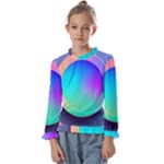Circle Colorful Rainbow Spectrum Button Gradient Kids  Frill Detail T-Shirt