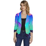 Circle Colorful Rainbow Spectrum Button Gradient Women s One-Button 3/4 Sleeve Short Jacket