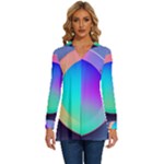 Circle Colorful Rainbow Spectrum Button Gradient Long Sleeve Drawstring Hooded Top
