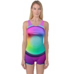 Circle Colorful Rainbow Spectrum Button Gradient Psychedelic Art One Piece Boyleg Swimsuit