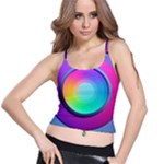 Circle Colorful Rainbow Spectrum Button Gradient Psychedelic Art Spaghetti Strap Bra Top