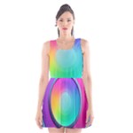 Circle Colorful Rainbow Spectrum Button Gradient Psychedelic Art Scoop Neck Skater Dress