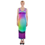 Circle Colorful Rainbow Spectrum Button Gradient Psychedelic Art Fitted Maxi Dress