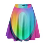 Circle Colorful Rainbow Spectrum Button Gradient Psychedelic Art High Waist Skirt