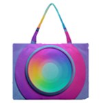 Circle Colorful Rainbow Spectrum Button Gradient Psychedelic Art Zipper Medium Tote Bag