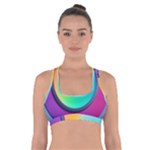 Circle Colorful Rainbow Spectrum Button Gradient Psychedelic Art Cross Back Sports Bra