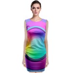 Circle Colorful Rainbow Spectrum Button Gradient Psychedelic Art Sleeveless Velvet Midi Dress