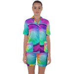 Circle Colorful Rainbow Spectrum Button Gradient Psychedelic Art Satin Short Sleeve Pajamas Set
