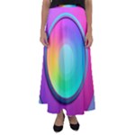 Circle Colorful Rainbow Spectrum Button Gradient Psychedelic Art Flared Maxi Skirt