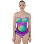 Circle Colorful Rainbow Spectrum Button Gradient Psychedelic Art Sweetheart Tankini Set