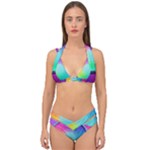 Circle Colorful Rainbow Spectrum Button Gradient Psychedelic Art Double Strap Halter Bikini Set