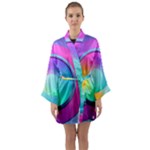 Circle Colorful Rainbow Spectrum Button Gradient Psychedelic Art Long Sleeve Satin Kimono