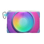Circle Colorful Rainbow Spectrum Button Gradient Psychedelic Art Canvas Cosmetic Bag (Large)