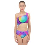 Circle Colorful Rainbow Spectrum Button Gradient Psychedelic Art Spliced Up Two Piece Swimsuit