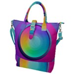 Circle Colorful Rainbow Spectrum Button Gradient Psychedelic Art Buckle Top Tote Bag