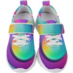 Circle Colorful Rainbow Spectrum Button Gradient Psychedelic Art Kids  Velcro Strap Shoes