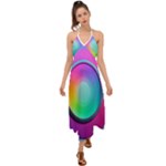 Circle Colorful Rainbow Spectrum Button Gradient Psychedelic Art Halter Tie Back Dress 