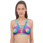 Circle Colorful Rainbow Spectrum Button Gradient Psychedelic Art Cage Up Bikini Top