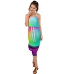 Circle Colorful Rainbow Spectrum Button Gradient Psychedelic Art Waist Tie Cover Up Chiffon Dress