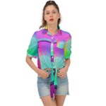 Circle Colorful Rainbow Spectrum Button Gradient Psychedelic Art Tie Front Shirt 