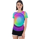 Circle Colorful Rainbow Spectrum Button Gradient Psychedelic Art Back Cut Out Sport T-Shirt