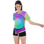 Circle Colorful Rainbow Spectrum Button Gradient Psychedelic Art Asymmetrical Short Sleeve Sports T-Shirt