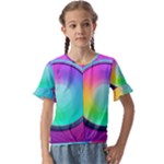 Circle Colorful Rainbow Spectrum Button Gradient Psychedelic Art Kids  Cuff Sleeve Scrunch Bottom T-Shirt