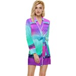 Circle Colorful Rainbow Spectrum Button Gradient Psychedelic Art Long Sleeve Satin Robe