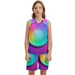 Circle Colorful Rainbow Spectrum Button Gradient Psychedelic Art Kids  Basketball Mesh Set