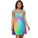 Circle Colorful Rainbow Spectrum Button Gradient Psychedelic Art Ruffle Strap Babydoll Chiffon Dress