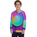 Circle Colorful Rainbow Spectrum Button Gradient Psychedelic Art Kids  Crewneck Sweatshirt