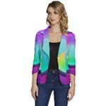 Circle Colorful Rainbow Spectrum Button Gradient Psychedelic Art Women s One-Button 3/4 Sleeve Short Jacket