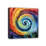 Cosmic Rainbow Quilt Artistic Swirl Spiral Forest Silhouette Fantasy Mini Canvas 4  x 4  (Stretched)