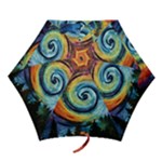 Cosmic Rainbow Quilt Artistic Swirl Spiral Forest Silhouette Fantasy Mini Folding Umbrellas